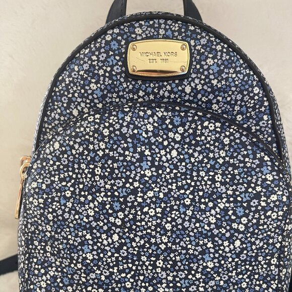 Michael Kors Abbey Blue/White Floral Mini Backpack - Picture 2 of 16